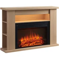 BALDERIA Elektrokamin Ruby | Elektrischer Standkamin mit 3D-Flammeneffekt | Elektro Heizung 2000W, LED-Beleuchtung | Kamin mit Fernbedienung, Thermostat & Timer | Hellbraun