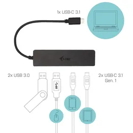 iTEC i-tec USB-C Metal HUB 2xUSB 3.0 2xUSB-C USB-Kombi-Hub Schwarz