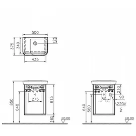 Vitra Sento Waschtischkombination 50 x 37,5 cm, Türanschlag rechts