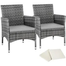 Tectake Rattansessel 57 x 59 x 85 cm 2 St. inkl. Sitzbezüge 4 St. grau/hellgrau