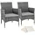 Tectake Rattansessel 57 x 59 x 85 cm 2 St. inkl. Sitzbezüge 4 St. grau/hellgrau