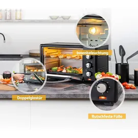 First Austria TZS First Austria - Minibackofen 30L 1600W - Mini Backofen stufenlose Temperaturregelung bis 230°C - Miniofen 60 Min. Timer, 3 Einschubhöhen, Bac... - Schwarz