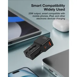 CELLY Universal-Reiseladegerät USB-A+C 25 W - Schwarz