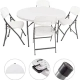 Trutzholm Campingset Klapptisch rund Ø 120 cm Weiß/Grau