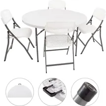 Trutzholm Campingset Klapptisch rund Ø 120 cm Weiß/Grau