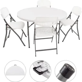 Trutzholm Campingset Klapptisch rund Ø 120 cm Weiß/Grau