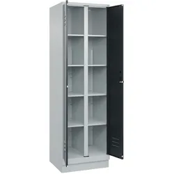 C+P Aufbewahrungs Doppel-Spind Classic PLUS, Sockel, 2 Abteile, HxBxT 195x60x50cm, Sicherheitsdrehriegel, Hellgrau/Anthrazit von PROREGAL