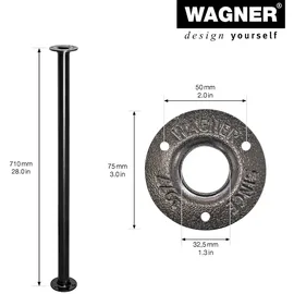 Wagner Möbelbein Industrial Pipe Ø 32,5 mm Länge 710 mm Schwarz
