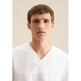 Seidensticker SEIDENSTICKER, Herren, Gr. XL43-44, normale Ärmellängen, weiß, 60% Baumwolle, 40% Polyester, unifarben, regular fit, V-Ausschnitt, gerader Abschluss, Hemden, Kasack Uni