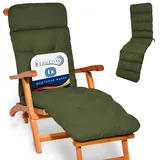Beautissu Bequeme Liegenauflage Deckchair & Sonnenliegen 200x50cm Flair DC – 8cm Dicke Polsterung Gartenliege Auflage Sonnenliege Liegestuhl Polster mit Schaumflockenfüllung Gartenmöbel Olivgrün