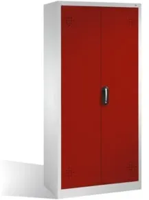 C+P Umweltschrank mit Drehtüren, 4 Wannenböden, H1950xB930xT500mm Front Rubinrot Korpus Lichtgrau