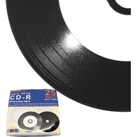 Schwarze Vinyl CD Rohlinge Bedruckbar Weiß CD-R 80min/700MB mit Vinyl-Optik Schallplatten Retro-Look und Inkjet Printable Bereich - 25 Stück in CD Papierhüllen