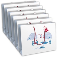 Clairefontaine 6x Geschenktasche Pinguine, 37,3x11,8x27,5cm Weiß X-30912-6C
