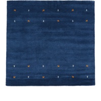 carpetfine Wollteppich Gabbeh Uni Quadratisch Blau 60x60 cm | Moderner Teppich für Wohn- und Schlafzimmer