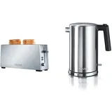 Graef Langschlitz-Toaster TO 90, Edelstahl, silber & WK600EU Wasserkocher, Rostfreier Stahl, 1.5 liters, Edelstahl, Mattiert