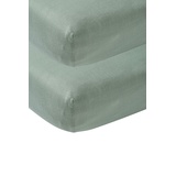 Meyco Baby Spannbettlaken Juniorbett - Uni Stone Green 70x140/150cm 2er Pack