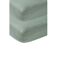 Meyco Baby Spannbettlaken Juniorbett - Uni Stone Green - 70x140/150cm - 2er Pack