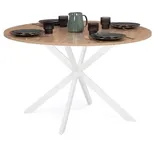 IDMarket Esstisch, rund, Alix, 4-6 Personen, Spinnenfuß, Holz und Weiß, 110 cm