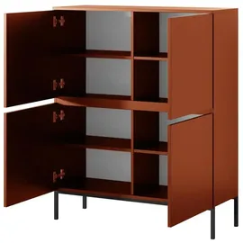 Selsey Highboard 100 x 122 cm Ziegelrot / Schwarz