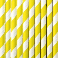 jakopabra gestreifte Trinkhalme aus Papier,10 er Pack (gelb)