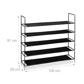 Relaxdays Schuhregal 100 x 91 x 28 cm schwarz/transparent