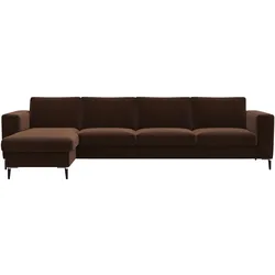 Ecksofa FLEXLUX "Fiore, L-Form", braun (tobacco), B:295cm H:85cm T:159cm, 100% Polyester, Sofas, breite Armlehnen, Kaltschaum, Füße Alu+schwarz