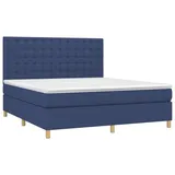 vidaXL Boxspringbett mit Matratze Blau 160x200 cm Stoff