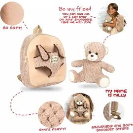Perletti Rucksack mit abnehmbarem Teddybär milly. Maße 26x21x8 cm - Braun