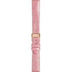 Mido - Leder Rain Flower Lederband Rosa 15/14mm, Rosa Pvd Schnalle M600017023 - eidechsen-prägung,rind,rosa