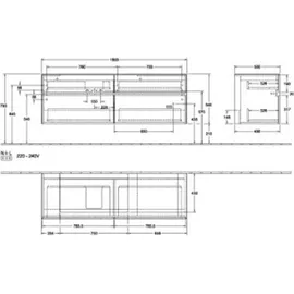 Villeroy & Boch Collaro Waschbeckenunterschrank 160 x 55 cm Glossy Grey