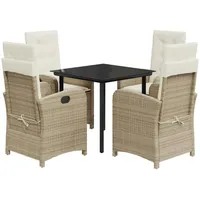 VidaXL 5-tlg. Garten-Essgruppe mit Kissen Beige Poly Rattan