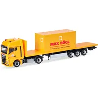 HERPA 318556 MAN TGX GX Flachbett-Sattelzug mit Bürocontainer Max