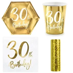Party Geschirr 30. Geburtstag gold Partyset Einweggeschirr 30 Jahre Teller Becher Servietten