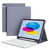 zoyu Tastatur Hülle für iPad 11. Generation A16 2025 / iPad 10. Generation 2022, Magnetisch Bluetooth-Tastatur QWERTZ-Layout, Weiches TPU Stoßfest Hülle, Auto Wake/Sleep, Violett