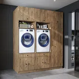 roomart S1 Waschmaschinen-Schrankwand 194 cm Schwarz/Eiche Holz