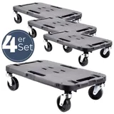 GarPet 4x Transportroller Rollbrett Transportrollen Rollbrett Werkstatt Pflanzen Rollbretter Transport Möbelrollen flach Pflanzenroller eckig