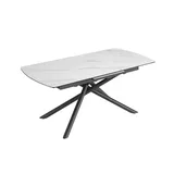 riess-ambiente Esstisch MIKADO 180-230cm weiß / schwarz · ausziehbarer Keramik-Tisch (Einzelartikel, 1-St), Marmor-Design · verlängerbar · 10 Personen · Sterngestell · Metall grau|weiß