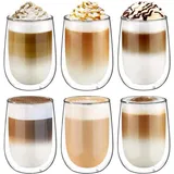 LuxusKollektion Latte-Macchiato-Glas Doppelwandige Latte Macchiato Gläser Set Borosilikatglas Kaffeetassen