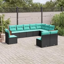 vidaXL Gartensofa-Set 10-tlg. schwarz