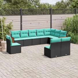 vidaXL Gartensofa-Set 10-tlg. schwarz