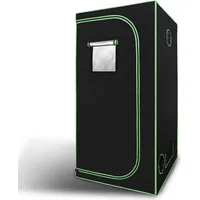 VINGO Growzelt 100x100x200cm Grow Tent, Growbox, Growschrank fuer Homegrow, Indoor Anbauzelt, Growroom, Lichtdicht und Wasserdicht Pflanzzelt, Zuch... - Schwarz/Grün
