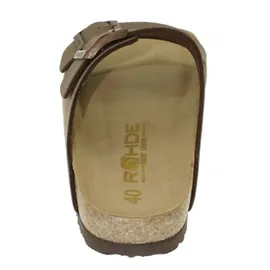 ROHDE Alba für Damen Frauen Sandale Pantolette Zweiriemer Hausschuhe 5631 braun, Schuhgröße:43 EU