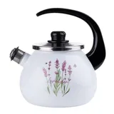 Pfeifkessel Flötenkessel aus Emaille 2,5L Wasserkessel Wasserkocher Induktion Lavendel