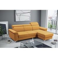 Beautysofa Ecksofa 252cm Ecksofa universelle Polsterecke MARTIN mit Schlaffunktion gelb