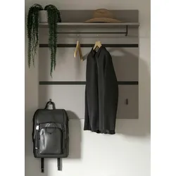 Inn.Furn Garderobenpaneel grau, schwarz 85 cm mit Kleiderstange Malik