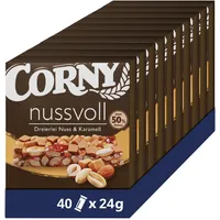 CORNY Nussvoll Dreierlei Nuss Karamell mit Erdnuss, Mandel und