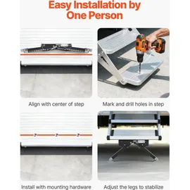 Vevor RV-Stufenstabilisator, höhenverstellbares Stufenstütz-Set, Treppenstabilisatoren aus pulverbeschichtetem Stahl für Wohnwagen Reiseanhänger Wohnmobile, verstellbar 76,2-381 mm