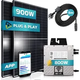 sunniva Balkonkraftwerk Black Frame 900/800W mit 800W Beny Micro Wechselrichter 2 x 450 W