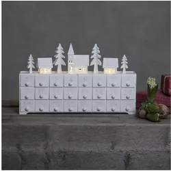 Adventskalender,YULETIDE,4 warmweiße LEDs Holz weiß