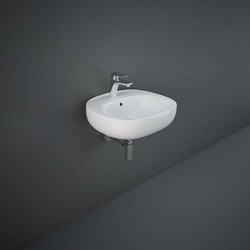 Hängewaschbecken rechteckig 510mm x 440mm 1 Hahnloch Glanz-Weiß – RAK Illusion x Hudson Reed